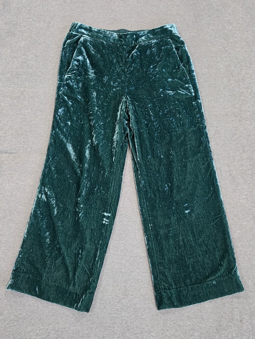 J. Crew "Peyton" Pull-on Pant In Green Velvet Size 10 Womens Pockets Holiday